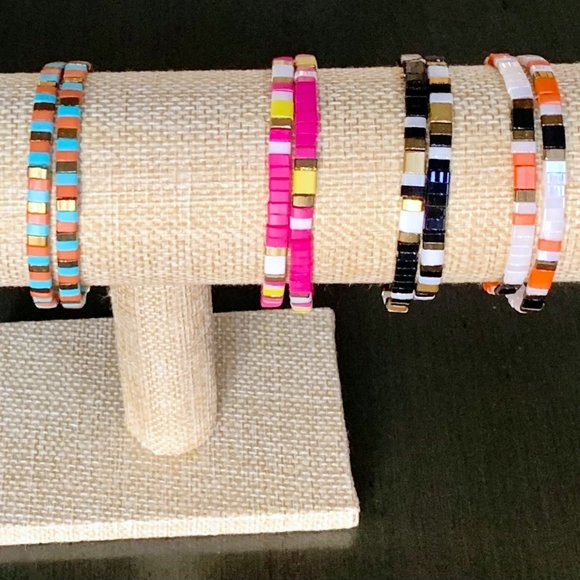 Handmade Friendship Miyuki Tila Glass Beaded Elastic Stretch Bracelets 6 Styles - Picture 5 of 14